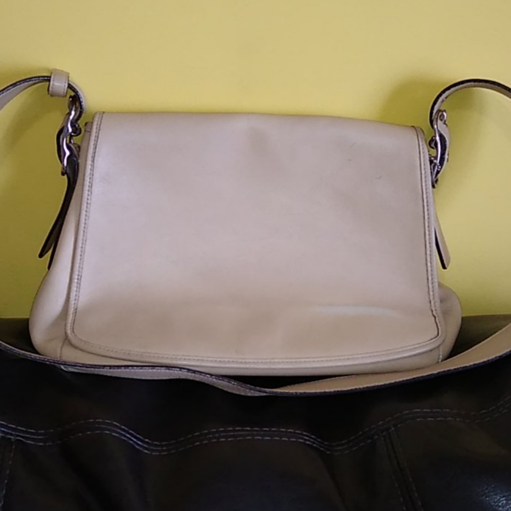 Coach light tan shoulder purse